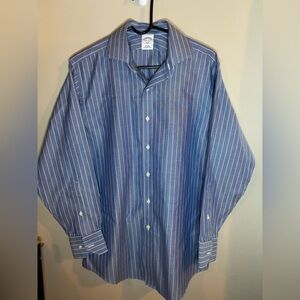 Brooks Brothers Blue Stripe Dress Shirt Button up 15.5” Neck Collar Office